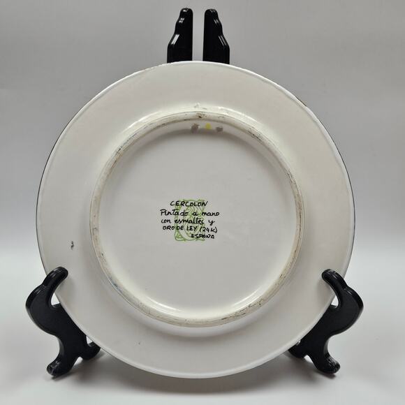 VTG Cearco Judaica Menorah Wall Plate 24K Gold Trim Spain Religious Jewish READ - Picture 2 of 8